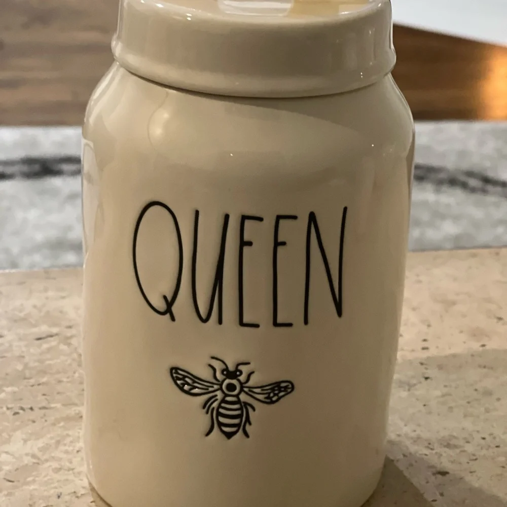 Rae Dunn “Queen Bee” Artisan Collection Canister with Yellow Handled Lid